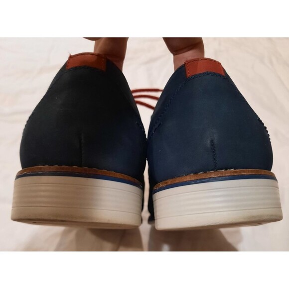 1901 Saddle Shoes Oxford Leather Suede Lace Up Derby Navy Blue & Red Mens 11.5 main image 4